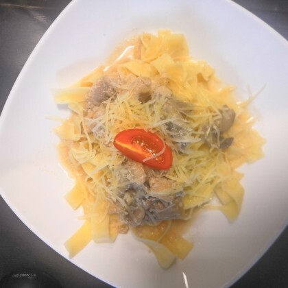 Фетучини с грибами и курицей
