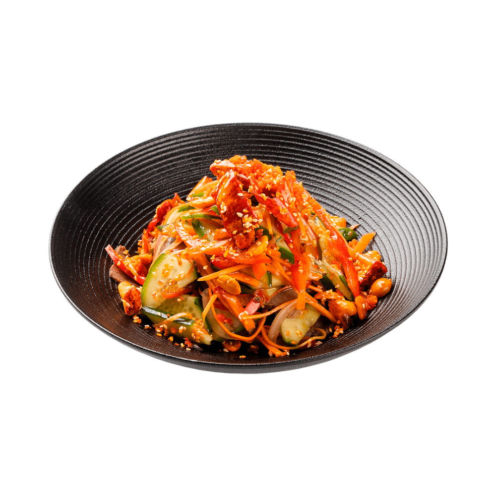Салат с говядиной, перцем и арахисом
