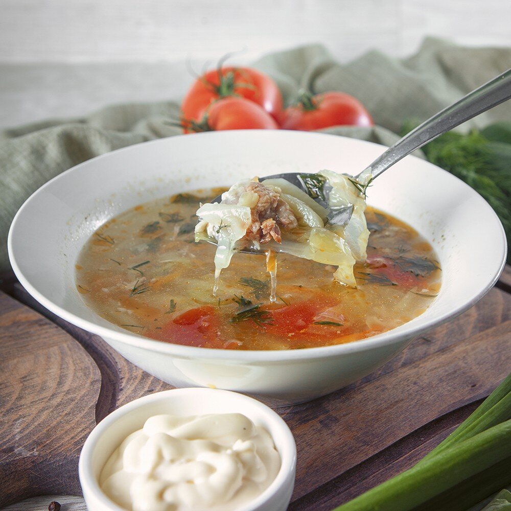 Щи из свежей капусты с курицей