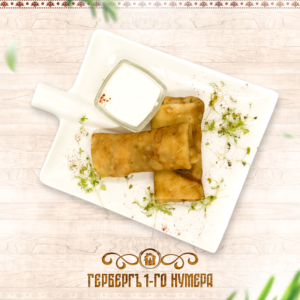 Блины купеческие с мясом и сметаной