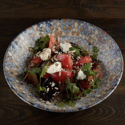 Салат с хрустящими баклажанами