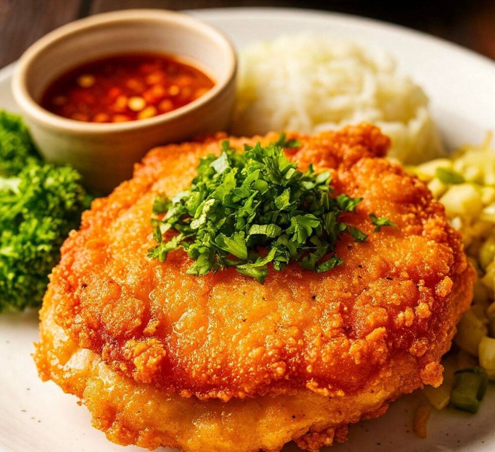 Куриная отбивная с чесноком