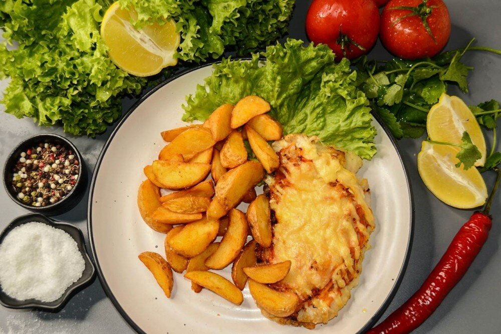 Судачок с овощами под сырной
корочкой