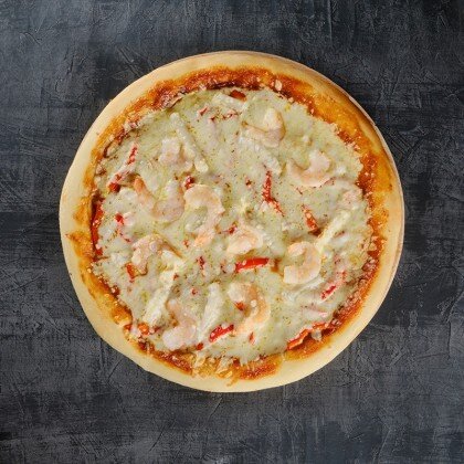 Пицца с кальмарами и креветками