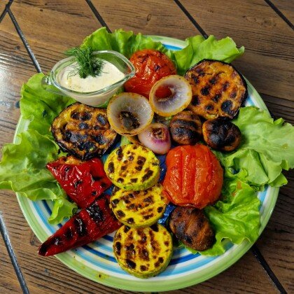 Овощи гриль на мангале