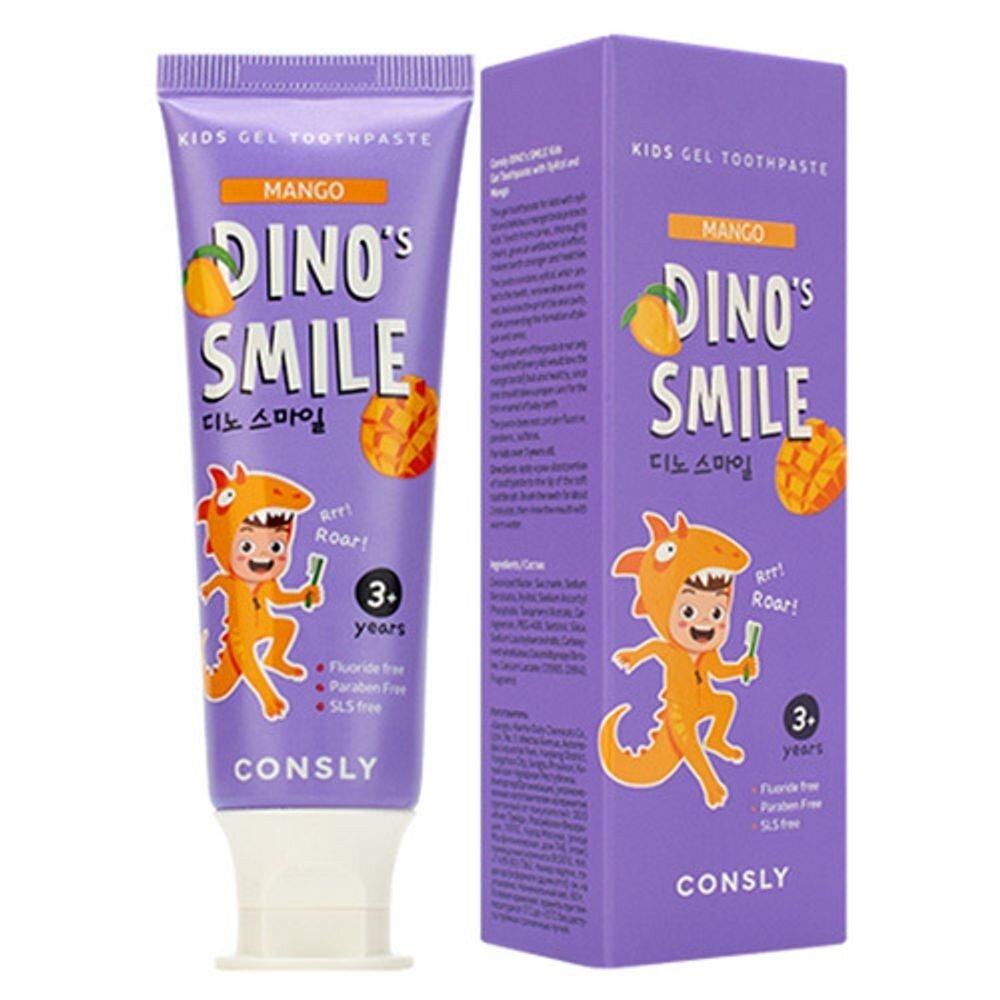 Детская гелевая зубная паста DINO's SMILE c ксилитом и вкусом манго