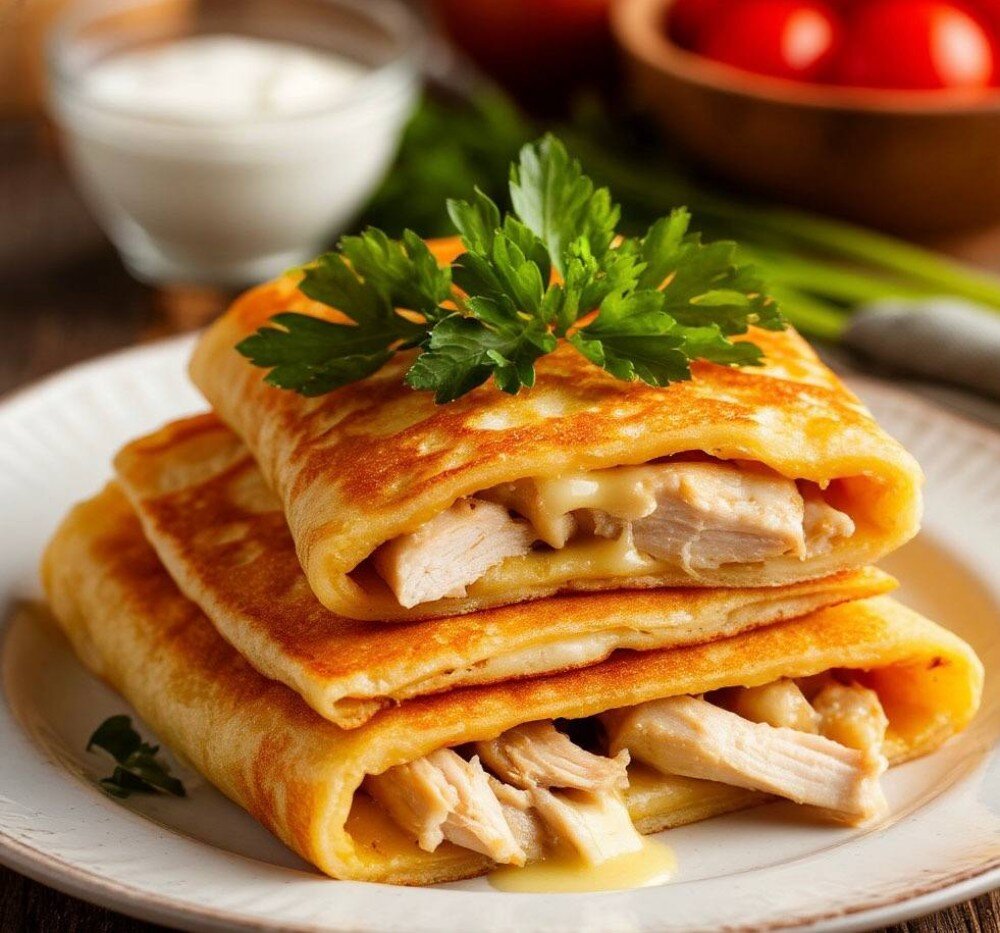 Блинчики с курицей и сыром