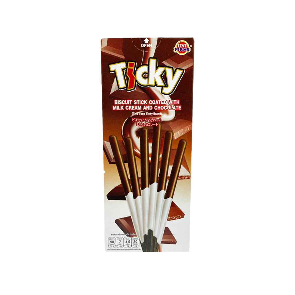 Бисквитные палочки с молочным кремом и шоколадом Ticky