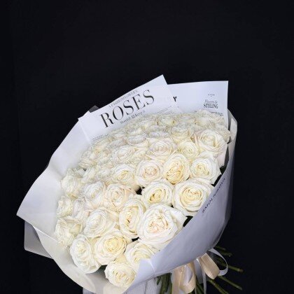 51 белая роза Эквадор