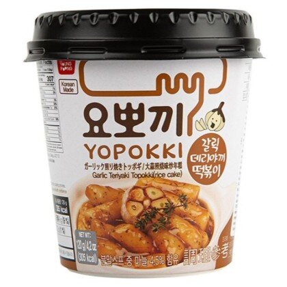 Токпокки (корейские рисовые клецки) с чесноком-терияки