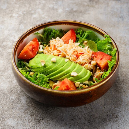 Зелёный салат с крабом