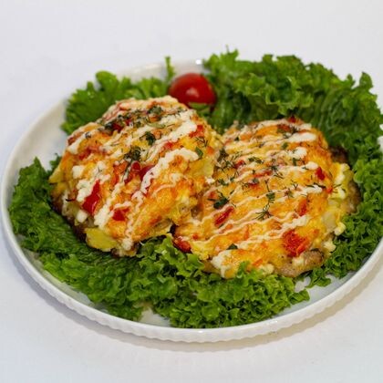 Стейк свиной с овощами