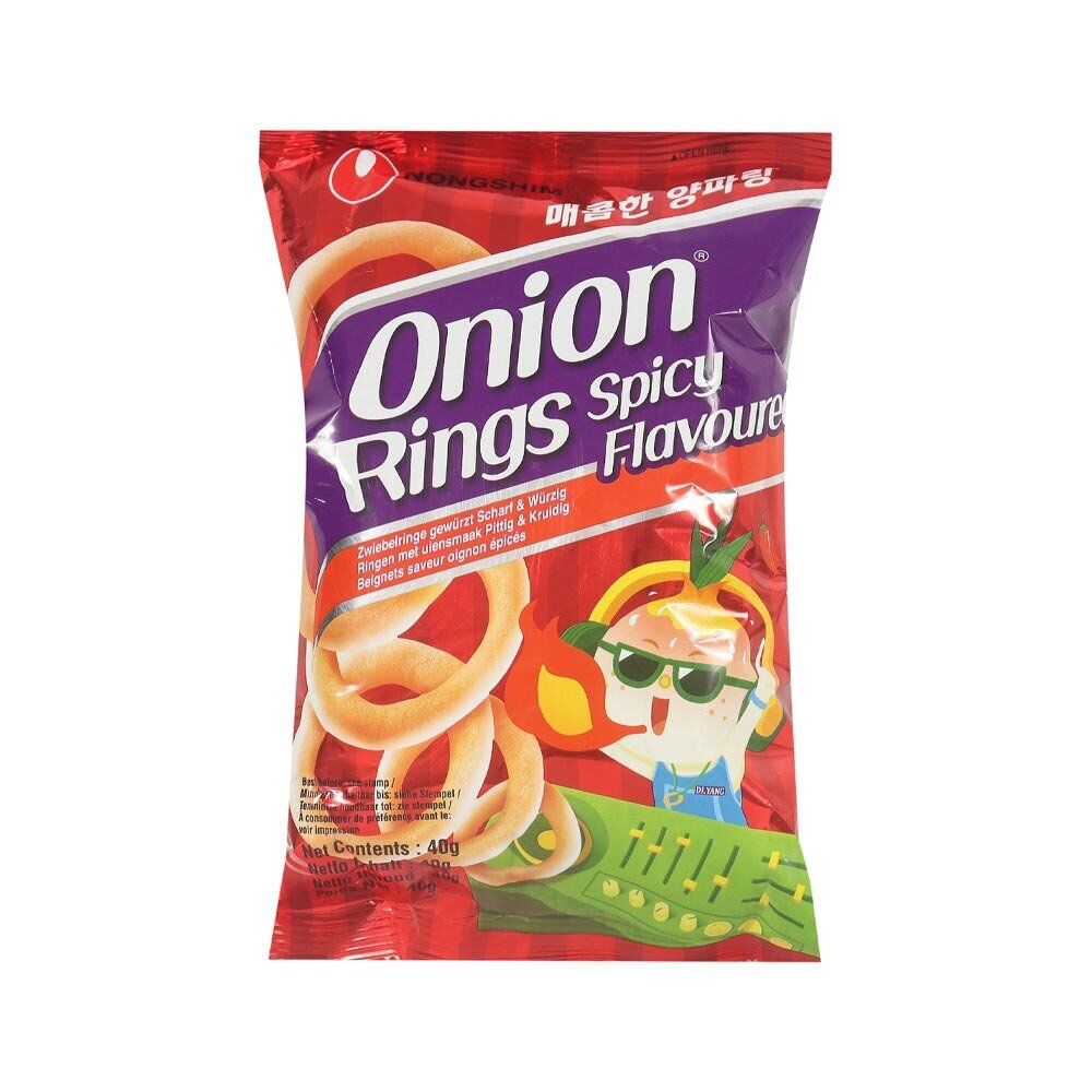 Корейские воздушные чипсы луковые кольца с перцем Nongshim