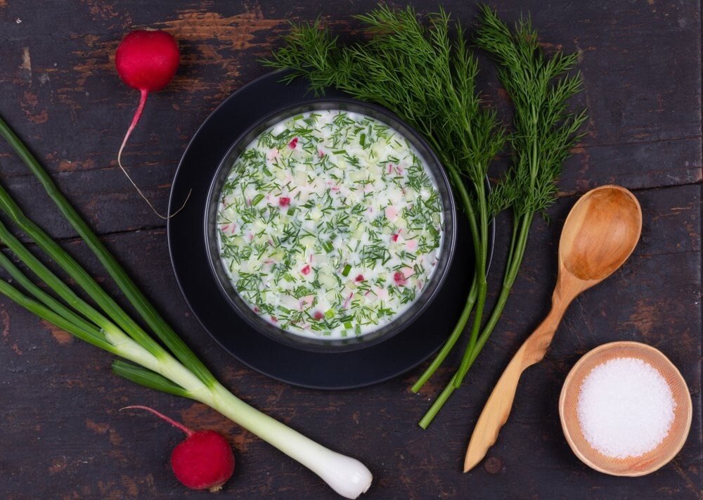 Окрошка с куринным бедром