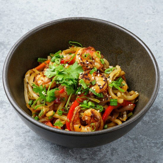 Вок удон с креветками