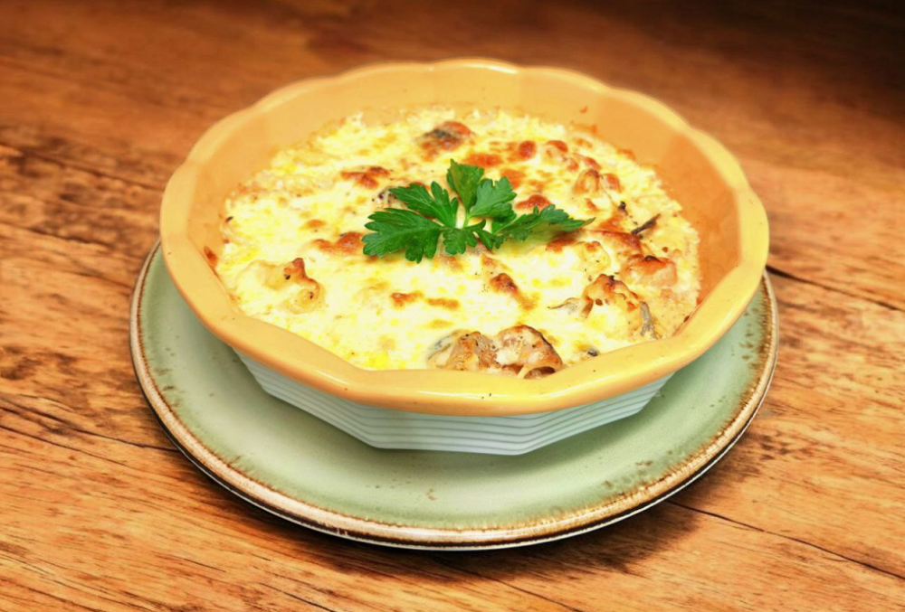 Запеканка из морепродуктов с сыром