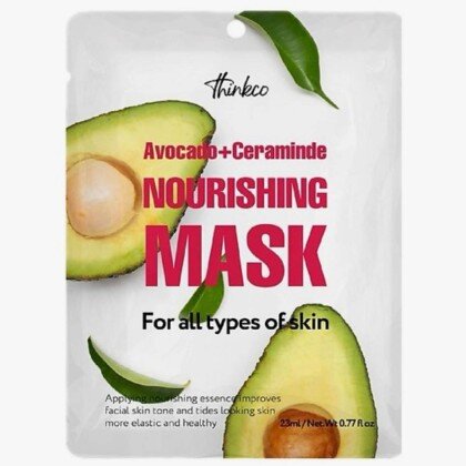 Маска для лица тканевая ЭКСТРАКТ АВОКАДО И КЕРАМИДЫ питательная Avocado+Ceramide Nourishing Mask Pac